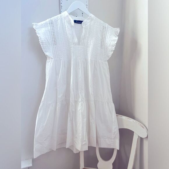 KOURT White Ruffled Sleeve Dress; Size small; NWOT - Picture 1 of 5